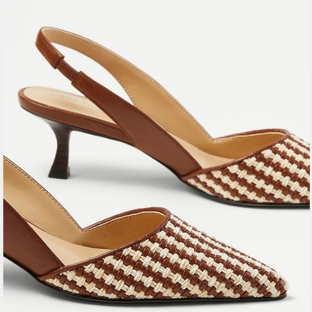 NWOB Ann Taylor Woven Slingback Kitten Heels Size 5.5M